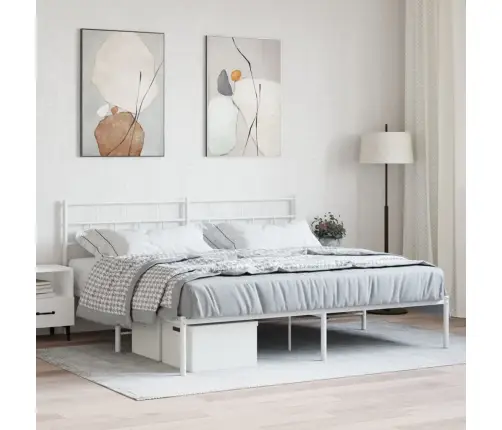Gultas Rāmis Ar Galvgali, Balts Metāls, 180X200 Cm Vidaxl