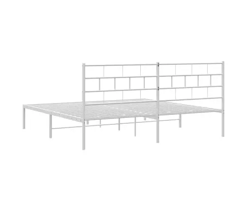 Gultas Rāmis Ar Galvgali, Balts Metāls, 183X213 Cm Vidaxl