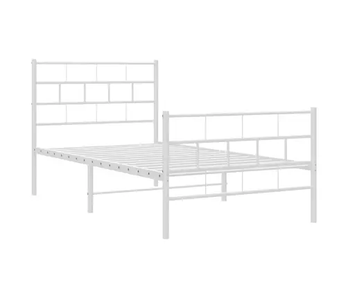 Metallist Voodiraam Peatsi Ja Jalutsiga, Valge, 100X200 Cm