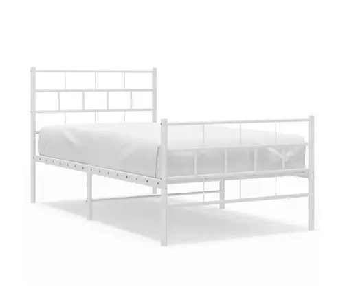 Gultas Rāmis Ar Galvgali Un Kājgali, Balts Metāls, 107X203 Cm Vidaxl