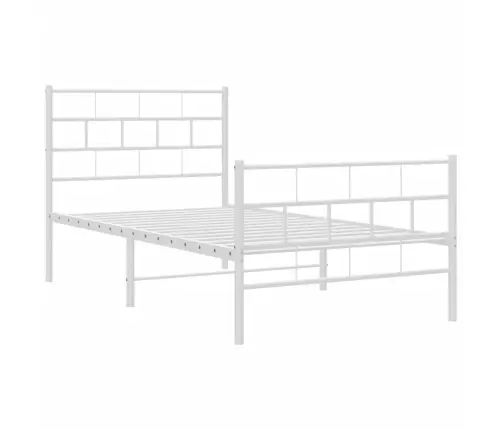 Gultas Rāmis Ar Galvgali Un Kājgali, Balts Metāls, 107X203 Cm Vidaxl