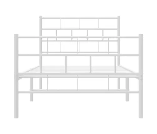 Gultas Rāmis Ar Galvgali Un Kājgali, Balts Metāls, 107X203 Cm Vidaxl