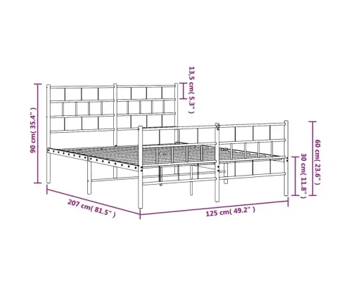 Gultas Rāmis Ar Galvgali Un Kājgali, Balts Metāls, 120X200 Cm Vidaxl