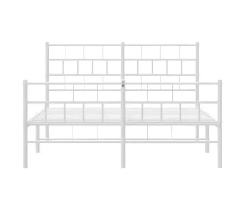 Gultas Rāmis Ar Galvgali Un Kājgali, Balts Metāls, 135X290 Cm Vidaxl