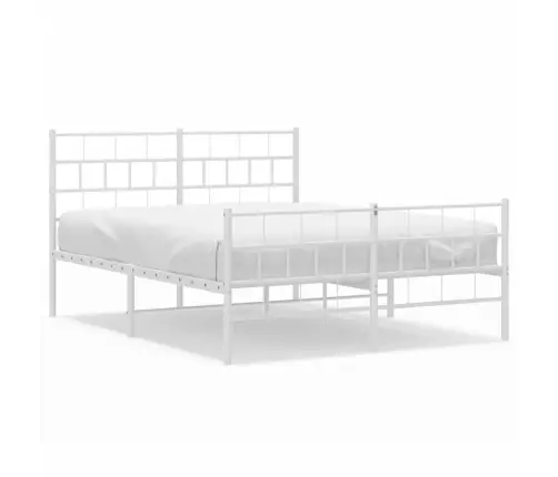 Gultas Rāmis Ar Galvgali Un Kājgali, Balts Metāls, 140X190 Cm Vidaxl