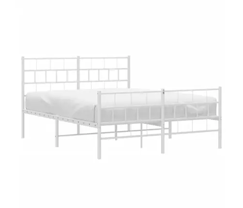 Gultas Rāmis Ar Galvgali Un Kājgali, Balts Metāls, 140X190 Cm Vidaxl