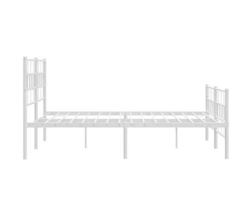 Gultas Rāmis Ar Galvgali Un Kājgali, Balts Metāls, 140X190 Cm Vidaxl
