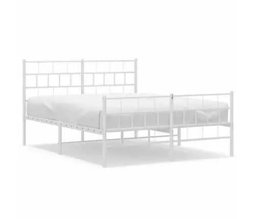 Metallist Voodiraam Peatsi Ja Jalutsiga, Valge, 150 X 200 Cm