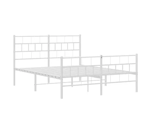 Metallist Voodiraam Peatsi Ja Jalutsiga, Valge, 150 X 200 Cm