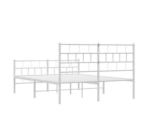 Metallist Voodiraam Peatsi Ja Jalutsiga, Valge, 150 X 200 Cm