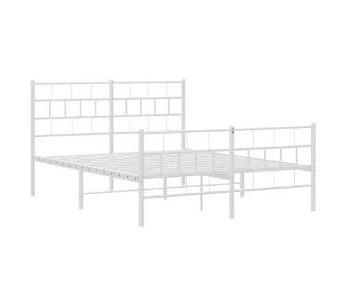 Gultas Rāmis Ar Galvgali Un Kājgali, Balts Metāls, 160X200 Cm Vidaxl