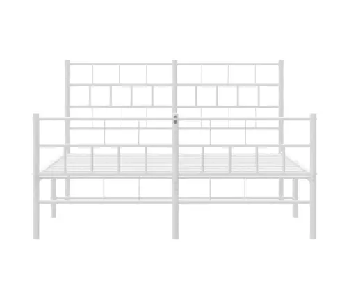 Gultas Rāmis Ar Galvgali Un Kājgali, Balts Metāls, 160X200 Cm Vidaxl