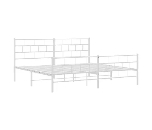 Gultas Rāmis Ar Galvgali Un Kājgali, Balts Metāls, 200X200 Cm Vidaxl