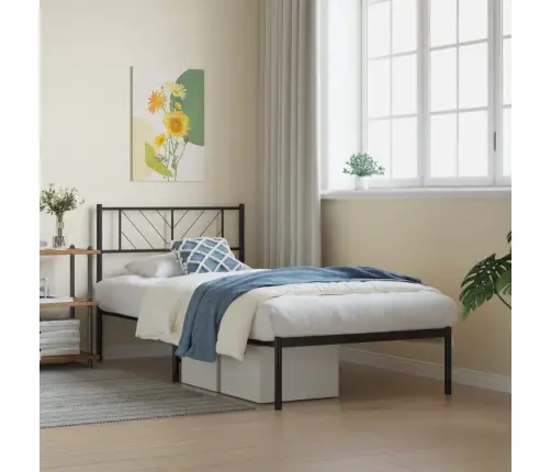 Metallist Voodiraam Peatsiga, Must, 80X200 Cm