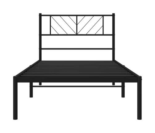 Gultas Rāmis Ar Galvgali, Melns Metāls, 90X190 Cm Vidaxl