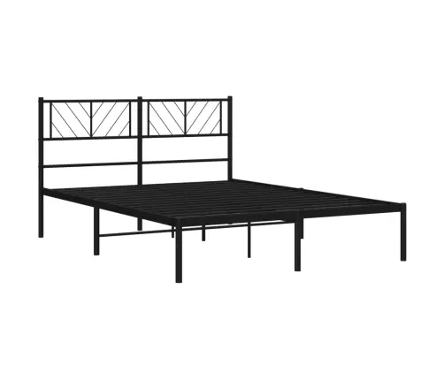 Gultas Rāmis Ar Galvgali, Melns Metāls, 120X190 Cm Vidaxl