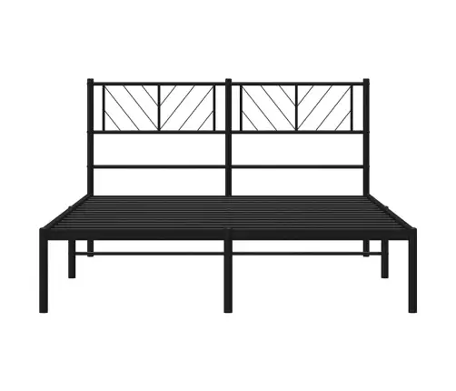 Gultas Rāmis Ar Galvgali, Melns Metāls, 150X200 Cm Vidaxl