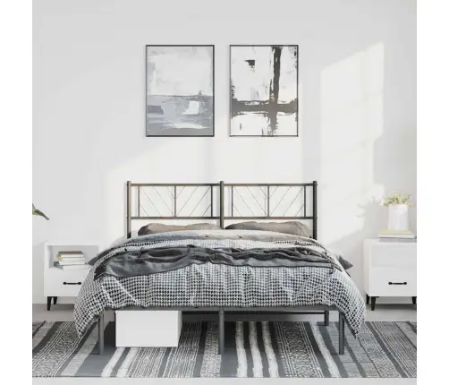 Gultas Rāmis Ar Galvgali, Melns Metāls, 150X200 Cm Vidaxl