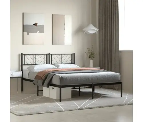 Metallist Voodiraam Peatsiga, Must, 160 X 200 Cm