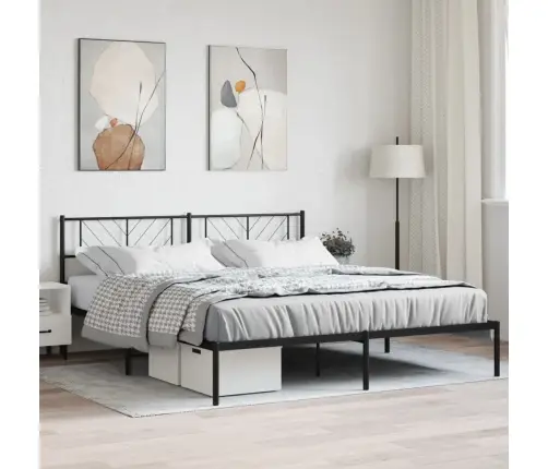 Metallist Voodiraam Peatsiga, Must, 180 X 200 Cm