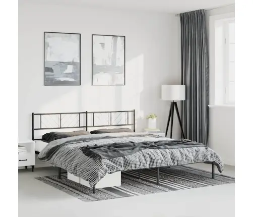 Gultas Rāmis Ar Galvgali, Melns Metāls, 193X203 Cm Vidaxl