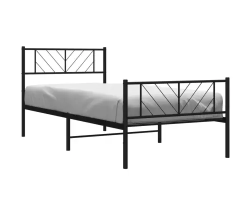 Gultas Rāmis Ar Galvgali Un Kājgali, Melns Metāls, 90X200 Cm Vidaxl