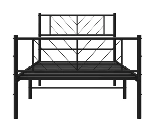 Gultas Rāmis Ar Galvgali Un Kājgali, Melns Metāls, 90X200 Cm Vidaxl
