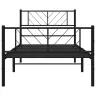 Gultas Rāmis Ar Galvgali Un Kājgali, Melns Metāls, 90X200 Cm Vidaxl