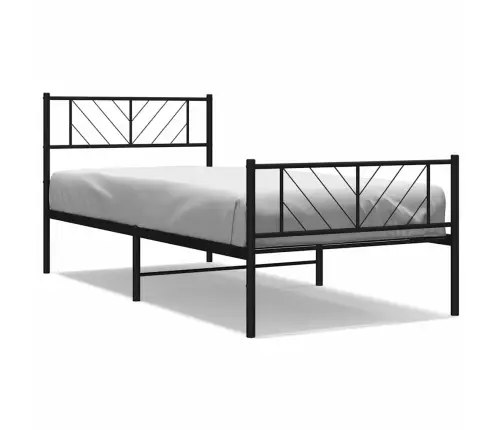 Gultas Rāmis Ar Galvgali Un Kājgali, Melns Metāls, 100X190 Cm Vidaxl