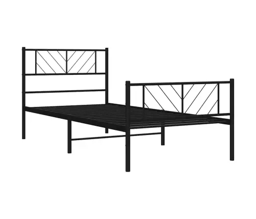 Gultas Rāmis Ar Galvgali Un Kājgali, Melns Metāls, 100X190 Cm Vidaxl
