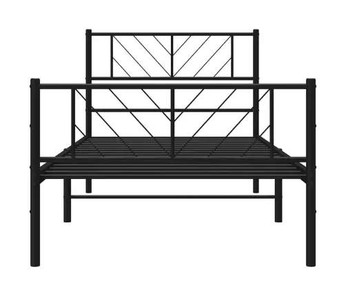 Gultas Rāmis Ar Galvgali Un Kājgali, Melns Metāls, 100X190 Cm Vidaxl