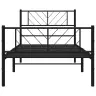 Gultas Rāmis Ar Galvgali Un Kājgali, Melns Metāls, 100X190 Cm Vidaxl