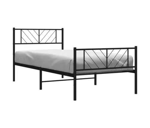 Gultas Rāmis Ar Galvgali Un Kājgali, Melns Metāls, 100X200 Cm Vidaxl