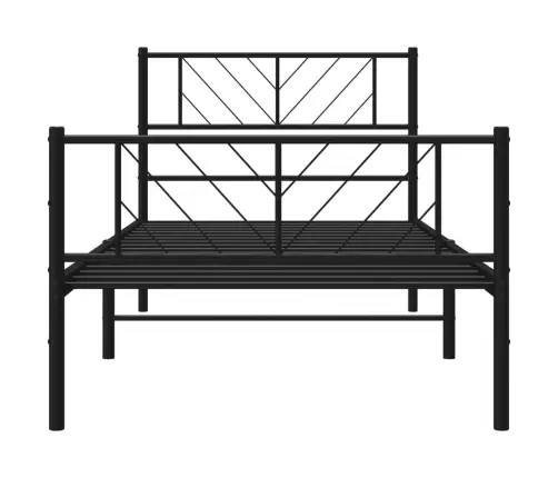 Gultas Rāmis Ar Galvgali Un Kājgali, Melns Metāls, 100X200 Cm Vidaxl
