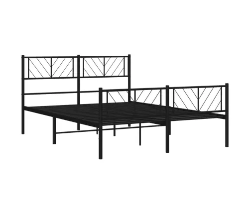 Gultas Rāmis Ar Galvgali Un Kājgali, Melns Metāls, 120X190 Cm Vidaxl