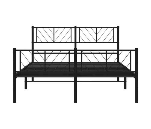 Gultas Rāmis Ar Galvgali Un Kājgali, Melns Metāls, 120X190 Cm Vidaxl