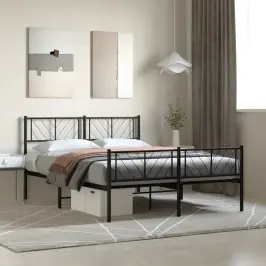 Gultas Rāmis Ar Galvgali Un Kājgali, Melns Metāls, 120X190 Cm Vidaxl