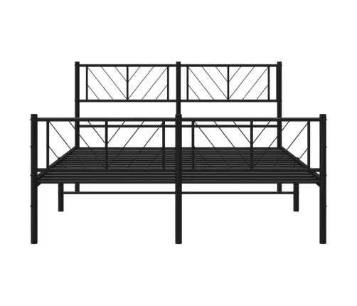 Gultas Rāmis Ar Galvgali Un Kājgali, Melns Metāls, 140X190 Cm Vidaxl