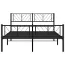 Gultas Rāmis Ar Galvgali Un Kājgali, Melns Metāls, 140X190 Cm Vidaxl
