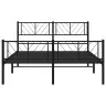 Gultas Rāmis Ar Galvgali Un Kājgali, Melns Metāls, 140X200 Cm Vidaxl