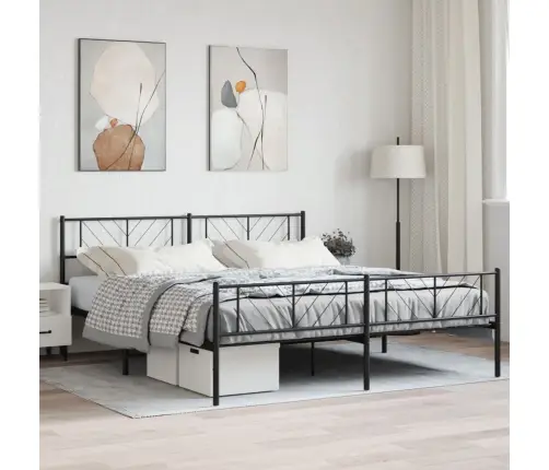 Metāla Gultas Rāmis Bez Matrača, Ar Kājgali, Melns, 180X200 Cm Vidaxl