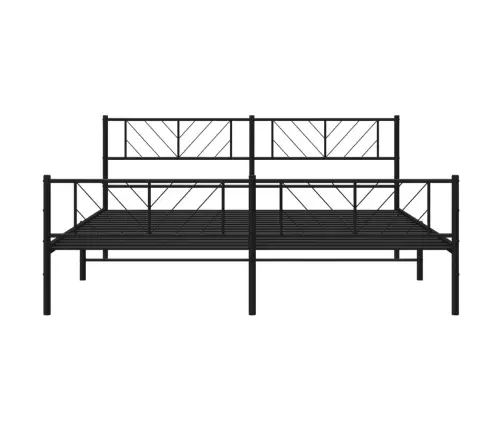Gultas Rāmis Ar Galvgali Un Kājgali, Melns Metāls, 200X200 Cm Vidaxl