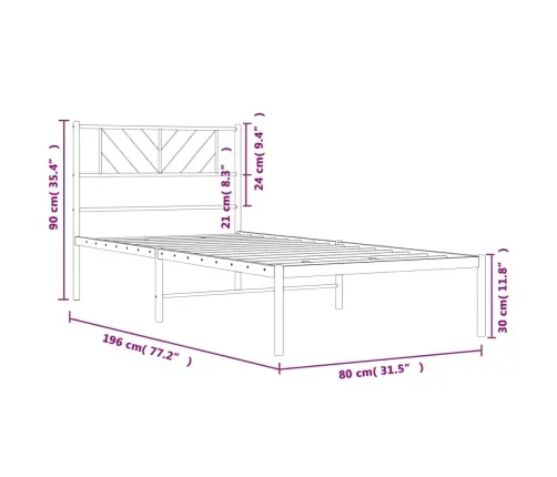 Metallist Voodiraam Peatsiga, Ilma Madratsita, Valge, 75X190 Cm Metallist Voodiraam Peatsiga, Ilma Madratsita, Valge, 75X190 Cm