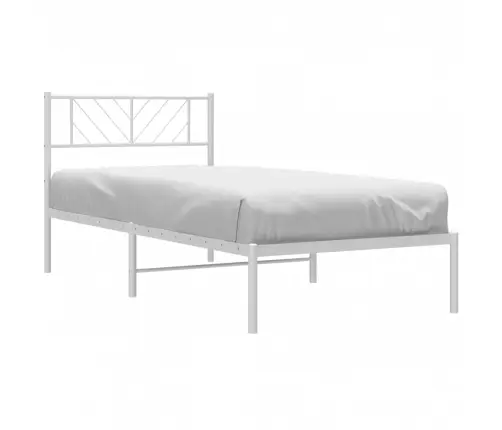 Metallist Voodiraam Peatsiga, Valge, 90 X 200 Cm