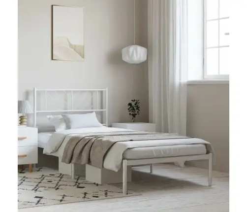 Metalinis Lovos Rėmas Su Galvūgaliu, Baltos Spalvos, 100X190Cm