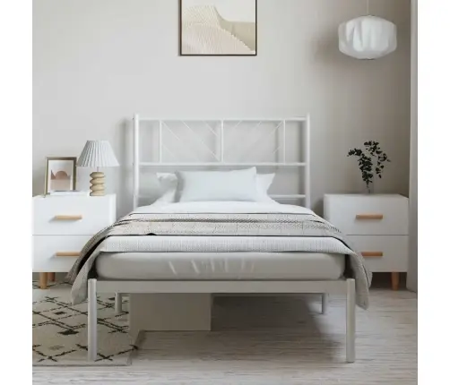 Metalinis Lovos Rėmas Su Galvūgaliu, Baltos Spalvos, 100X190Cm