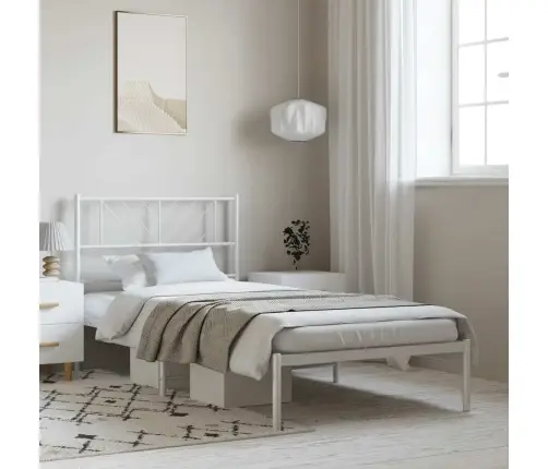 Metallist Voodiraam Peatsiga, Valge, 100X200 Cm