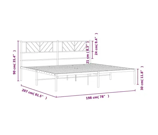 Gultas Rāmis Ar Galvgali, Balts Metāls, 193X203 Cm Vidaxl