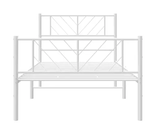 Metallist Voodiraam Peatsi Ja Jalutsiga, Valge, 75X190 Cm