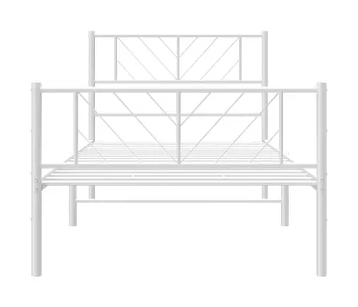 Gultas Rāmis Ar Galvgali Un Kājgali, Balts Metāls, 100X200 Cm Vidaxl